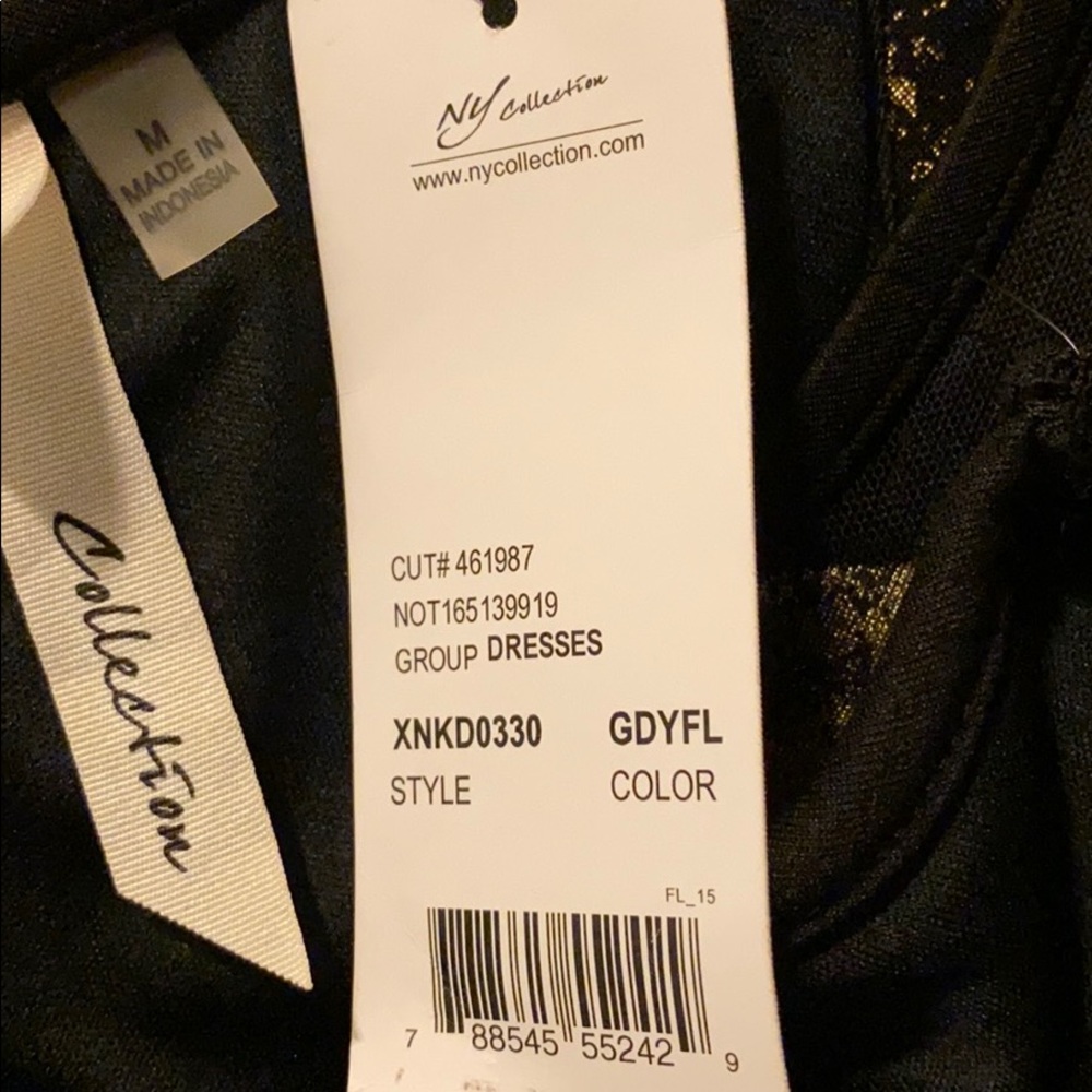NY Collection Sleeveless Shift Printed Foil Dress M - Picture 6 of 8